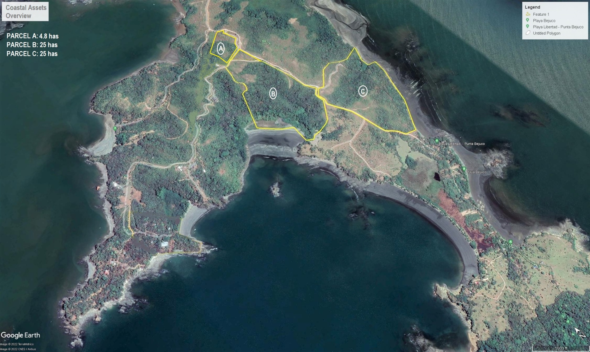 Aerial view of Chiriquí coastal strategic land parcels