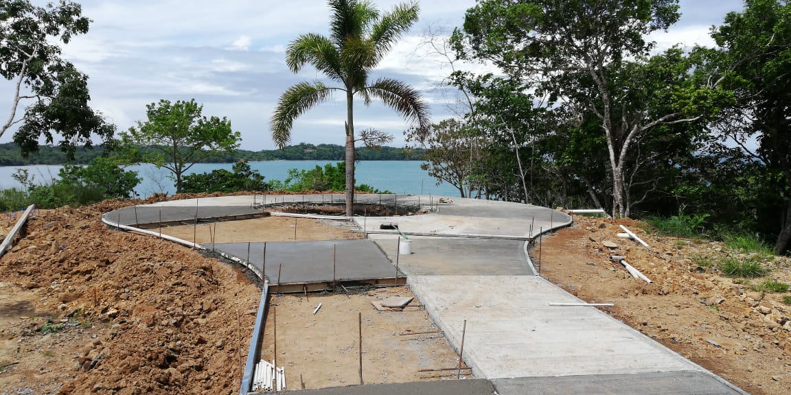 800 meters Concrete road under construction process. Boca Chica, Chiriqui.